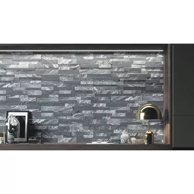 Parement en carrelage, effet marbre, série Gioia, nuances de gris foncé