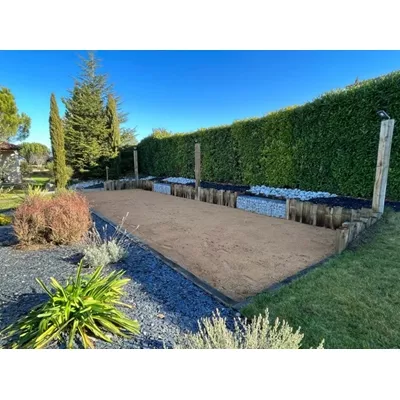 Terrain de pétanque en kit, 50 m2, sable couleur ocre