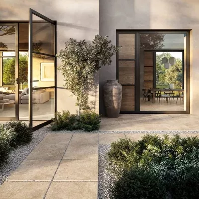 Carrelage extérieur, imitation travertin,  Série Astrum, couleur beige