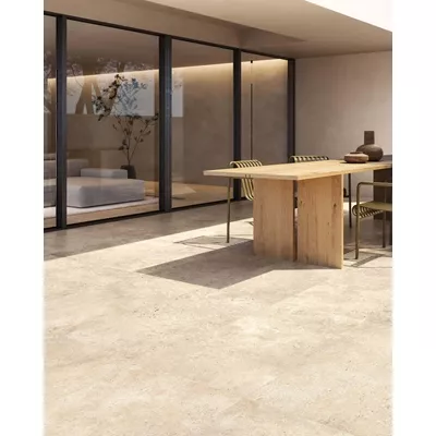 Carrelage extérieur, imitation travertin,  Série Astrum, couleur Ivory