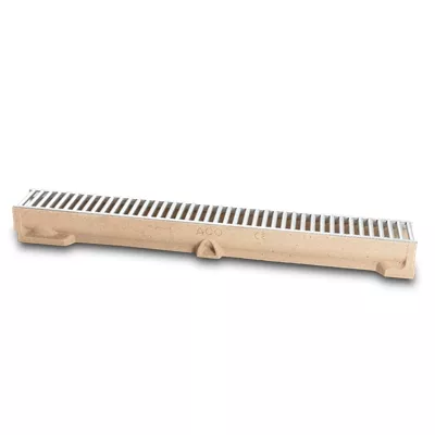 Caniveau en béton polymère ACO self 100, L.1 m x l.100 x ht.95 mm, grille acier