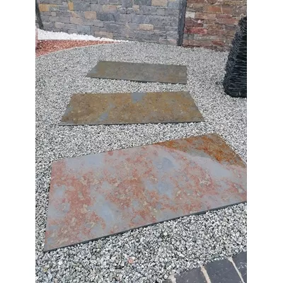 Pas japonais en ardoise, aspect corten, L.100 x l.50 x 3 cm