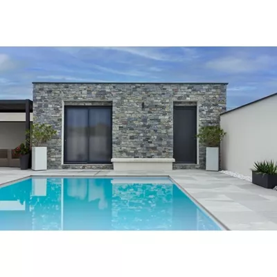 Plaquette en pierre naturelle quartz gris, Format Z, L.55 x l.20 x ép.3/5 cm