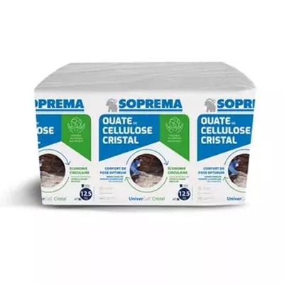 Ouate de cellulose à souffler Cristal, spécial isolation combles, sac de 12.5 kg
