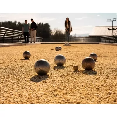 Sable stabilisé pour terrain de pétanque, Balthazar, calibre 0 à 6 mm, jaune