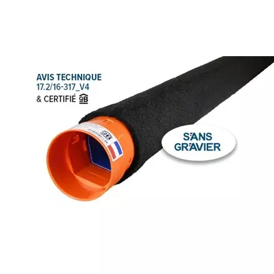 Drain 3 en 1 Batifibre SN4 enrobé en fibre polypropylène, diam. 90mm x L. 2.5 m