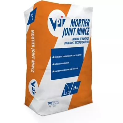Mortier colle à joint mince pour bloc béton rectifié, sac de 25 kg