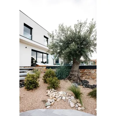 Gravillon décoratif, couleur grès jaune, calibre 6,3 - 12,5 mm