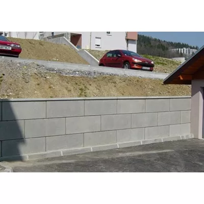 Mur de clôture ou massif en béton préfabriqué, finition béton lisse, P’timur