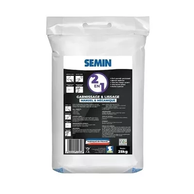 Enduit de garnissage et de lissage 2 en 1 Semin, Application machine, Sac 25 kg