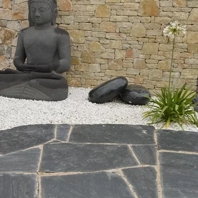 Dalle en Ardoise noire, Opus Incertum, Épaisseur 20 à 30 mm