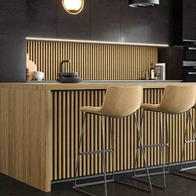 Parement en aluminium, imitation tasseau de bois de 20 x 20 mm, ép. 5 mm