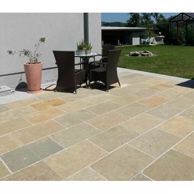 Dalle en pierre naturelle Tandur Yellow, nuancé marron / jaune