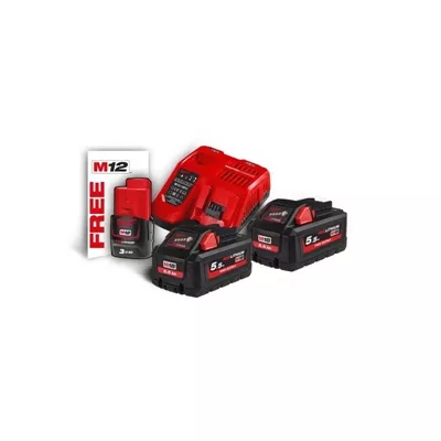 Pack 2 batteries Milwaukee M18 5.5 Ah, avec chargeur (1 batterie 12V 3A offerte)