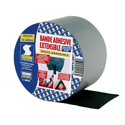 Bande adhésive extensible pour membrane étanchéité à l'air, SEMIN, 10 cm x 15 m