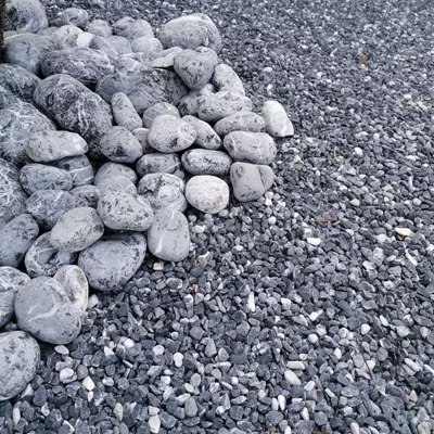 Galet marbre roulé nero/white 8 - 12mm, Big Bag d'1 Tonne