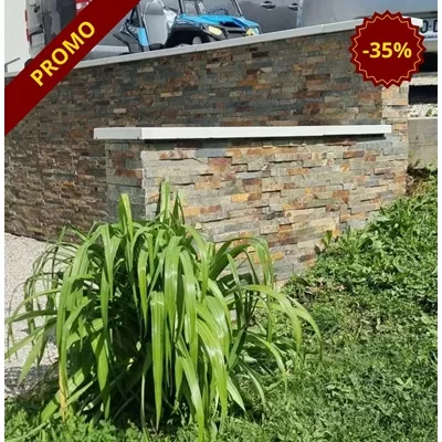 Plaquette en pierre naturelle ardoise multicolore, forme Z, L55xl15xep.1,5 à 2.5