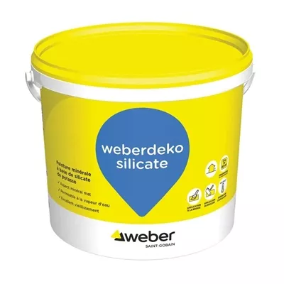 Peinture spéciale façade, Weberdeko peinture silicate, seau de 15 litres