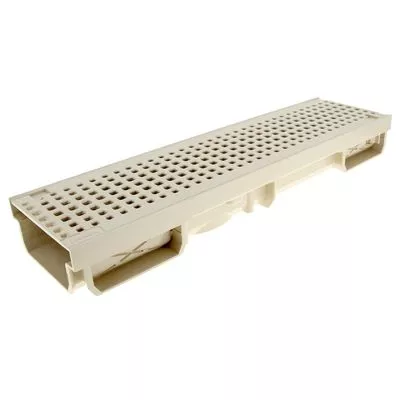 Grille pour piscine et caniveau en PVC, couleur sable, L.50 x l.12,8 x ép. 2 cm