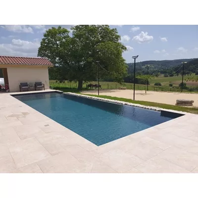 Carrelage extérieur imitation travertin Astrum, opus romain, ép 2 cm