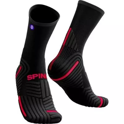 Chaussettes mi-hautes noires/rouges spinergy pro