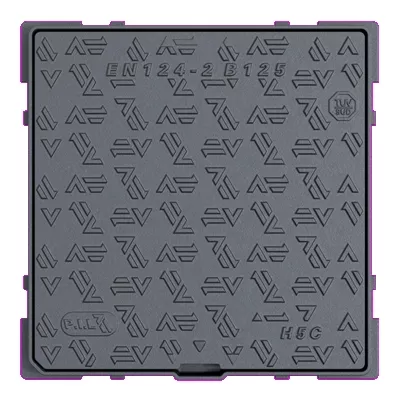 Regard hydraulique carré de trottoir, fonte noire, B125