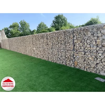 Gabion pré rempli et prêt à poser, pierre gris nuancé 80-120 mm