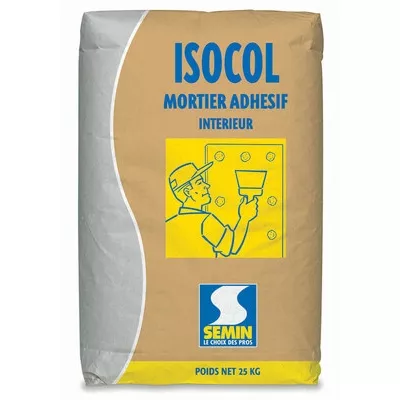Mortier colle pour doublage, Semin Isocol, sac de 25 kg