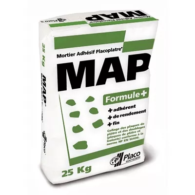 Mortier adhésif Placoplatre MAP formule +, sac de 25kg