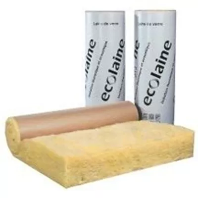 Laine de verre pour combles, ECOLAINE REVETU, EP. 240 mm, R=2,5, rouleau 4,2 m2